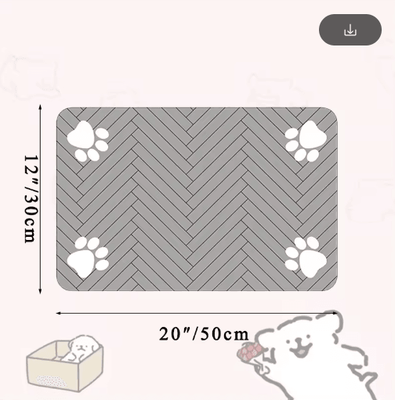 Inspire Picks Waterproof Quick Dry Pet Feeding Mat Non Slip Placemat For Dog & Cat Bowls gray 30x50cm