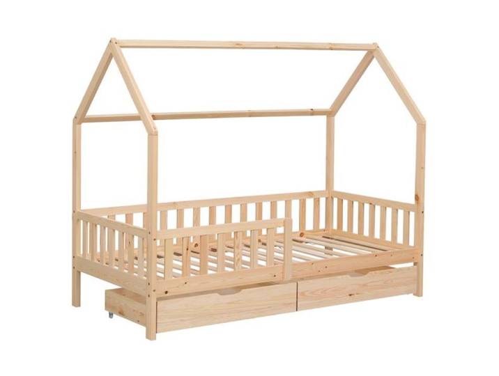 Lit cabane pour enfant 190x90cm en bois avec tiroirs MARCEAU