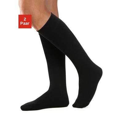 Thermostrümpfe LAVANA "Kniestrümpfe Innen warm angeraut", Damen, Gr. 35-38, schwarz (2x schwarz), Baumwolle, Elasthan, Polyester, unifarben, elastisch, Socken, für warme Füße