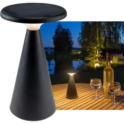 ChiliTec LED Solar-Tischleuchte "Foco Sol" 2700K, IP44, dimmbar, 20cm, matt schwarz