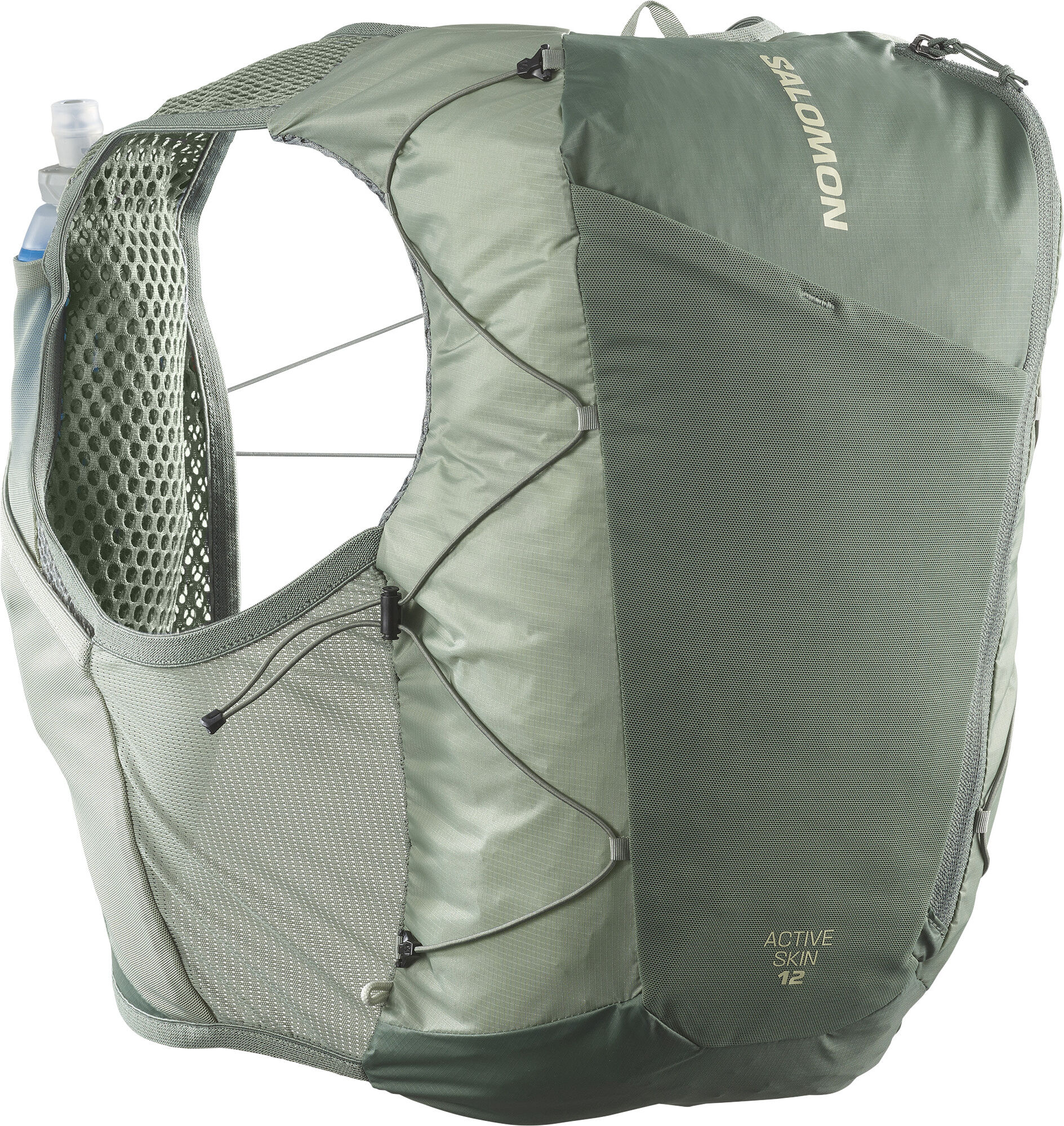 Trinkrucksack SALOMON "ACTIVE SKIN 12" Gr. XL, grün, Rucksäcke, XL, Polyamid, Trinkrucksack, Rucksack / Laufweste Inkl. Soft Flask grün XL