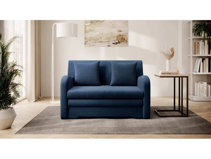 Designer Sofa Arian mit Schlaffunktion und Stauraum - Blau - Luxusbetten24