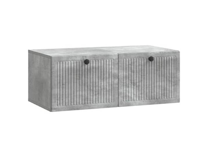 KUPTYERFG Wandmontierter TV-Schrank Betongrau Holzwerkstoff 78,5x41x30 cm Platzsparendes Lowboard für Wohnzimmer und Schlafzimmer mit 2 Schwenktüren, Metallknöpfen und geräumigem Innenfach.
