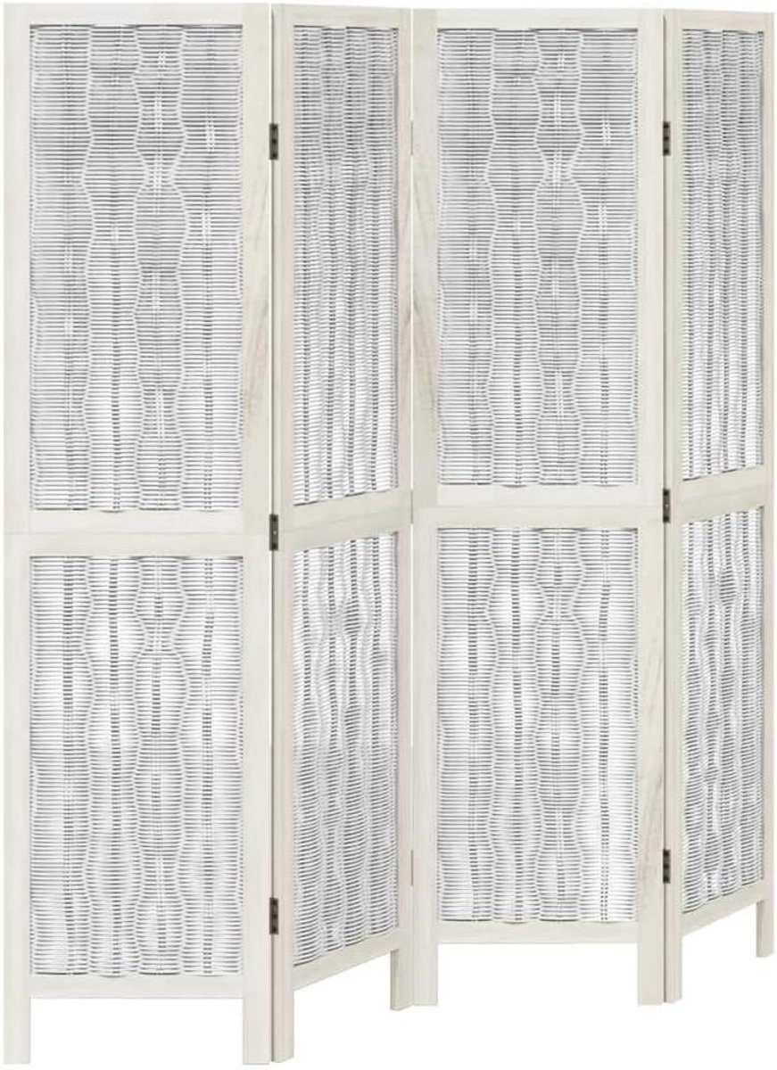 4-delige witte houten kamerverdeler voor privacy en decoratie