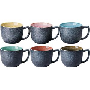 Miamio Kaffeebecher Las Palmitas, 470ml, Keramik, grau, 6 Stück