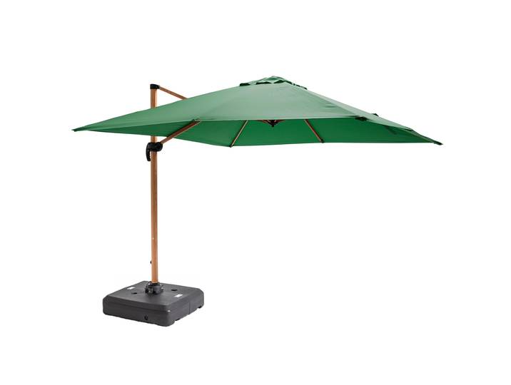 Oviala - Parasol déporté 3x3 m carré inclinable rotatif 360° et dalle à lester sur roues 100L