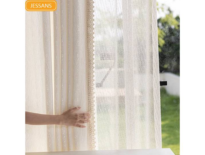 Rideaux Jacquard de luxe en perles françaises, crème italienne, pour salon, chambre à coucher, fenêtre française, balcon, écran de fenêtre personnalisé