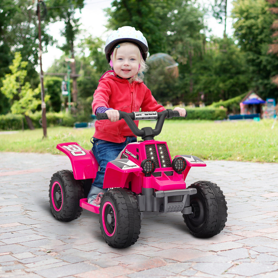 HOMCOM AIYAPLAY 6V Electric Kids Quad Bike for Kids w/ Forward/Backward Pink 1