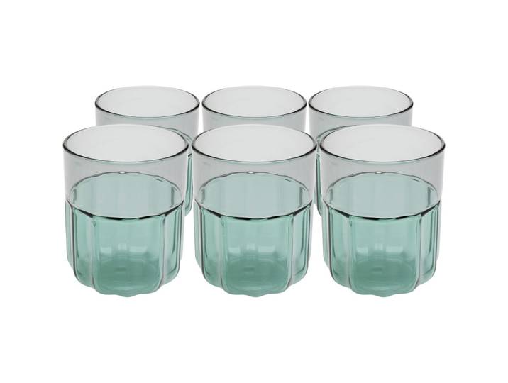 Lot de 6 - verre à eau en verre turquoise