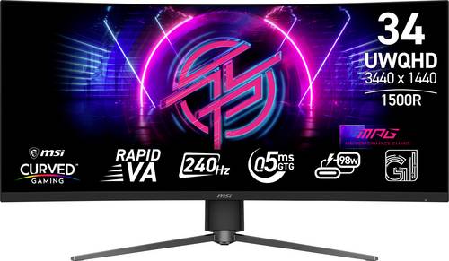 MSI MPG 346CQRFDE X24 Gaming Monitor EEK F (A - G) 86.4cm (34 Zoll) 3440 x 1440 Pixel 21:9 0.5 ms HDMI, DisplayPort, USB-C