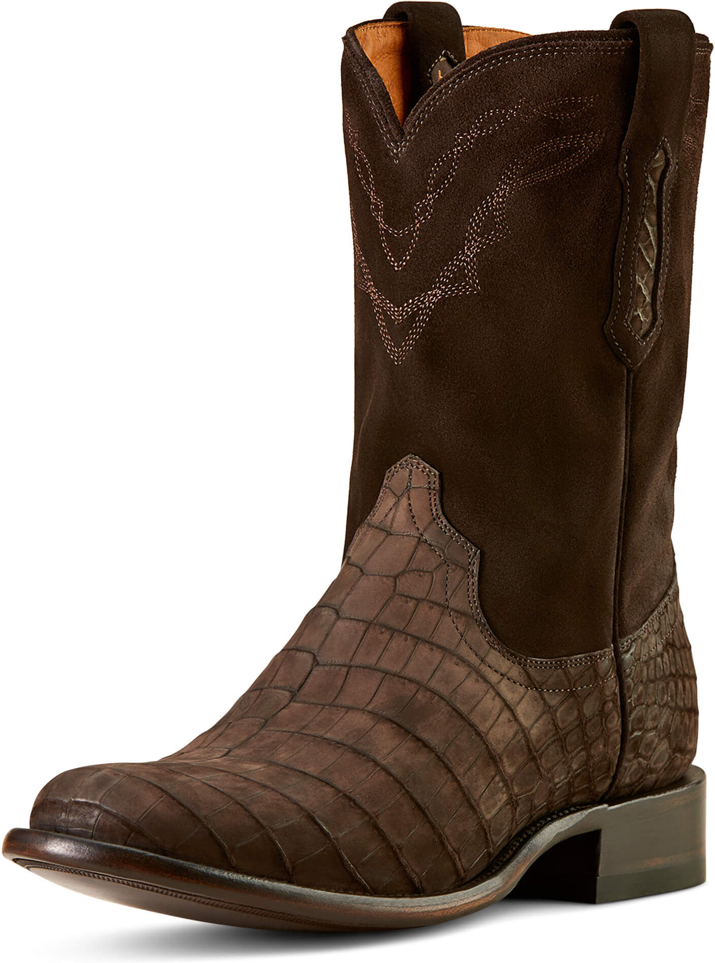 Men's Bench Made Clanton Cowboy Boots in Matte Chocolate Nile Croc Dark Chocolate, Size: 9 D / Medium by Ariat