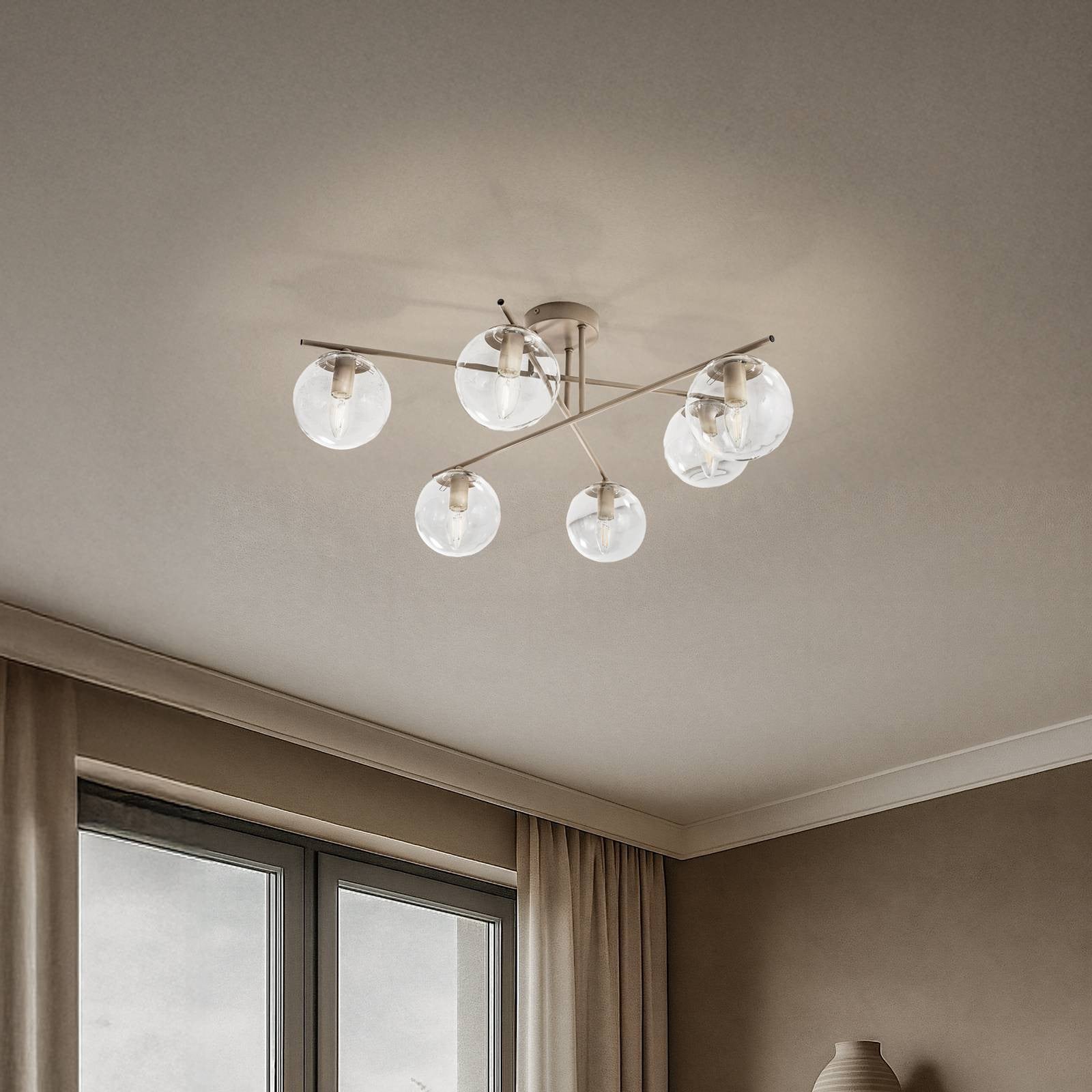 Domiluce Plafondlamp Zoe, dimbaar, crème / amber, metaal
