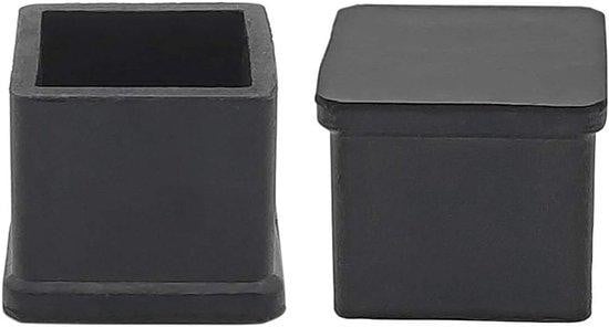 Vierkante rubberen dopjes voor meubelpoten zwart 20x20mm - 10 stuks