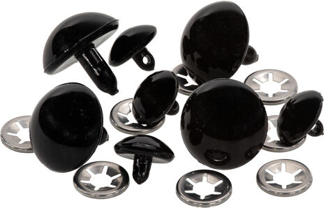 Tieraugen, schwarz, 16 + 24 mm, 8 Stück
