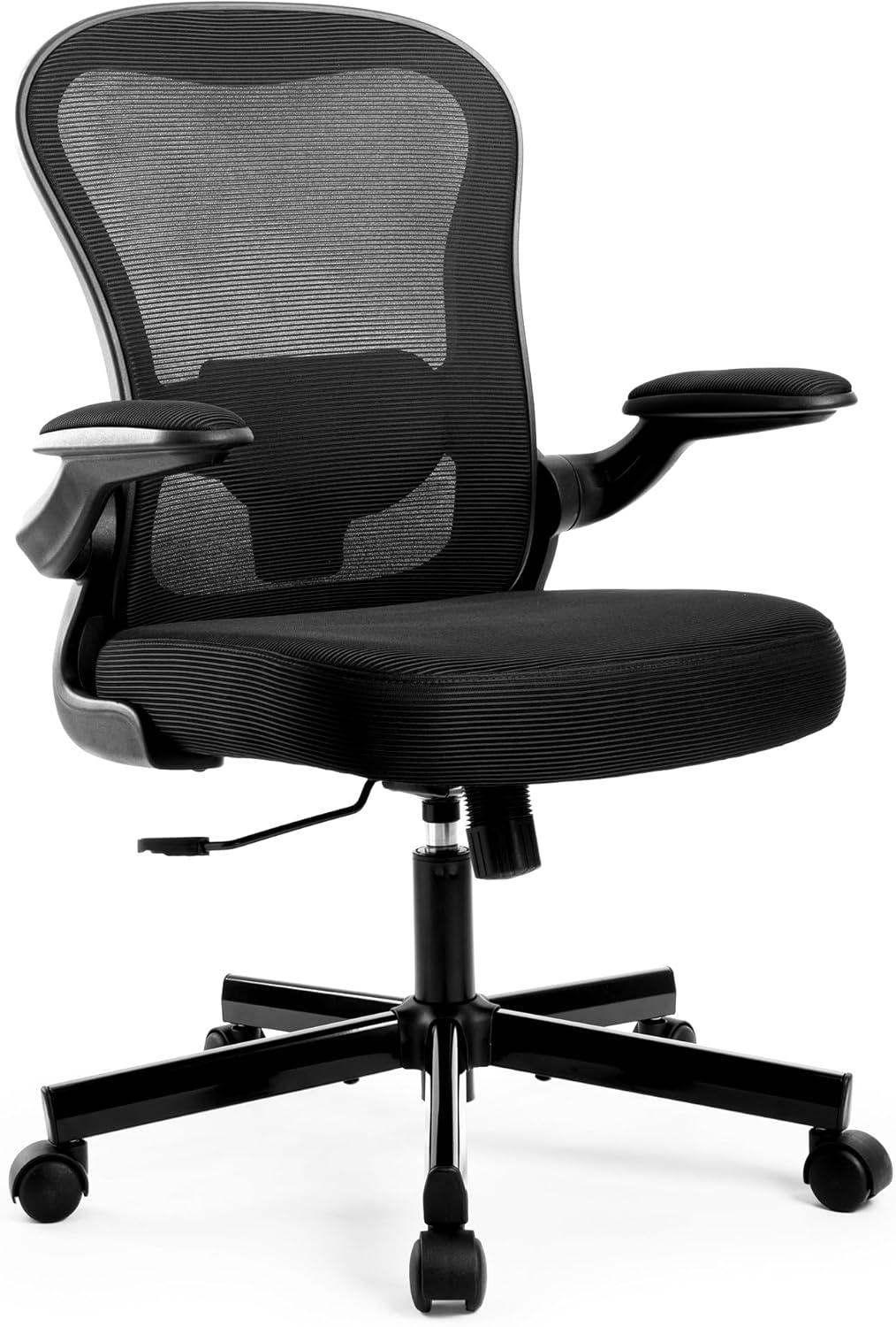 ALPHA Bürostuhl, ergonomisch, höhenverstellbar, Chefstuhl, ergonomischer Computerstuhl mit verstellbarer Lendenwirbelstütze, Armlehnen und Neigungsfunktion