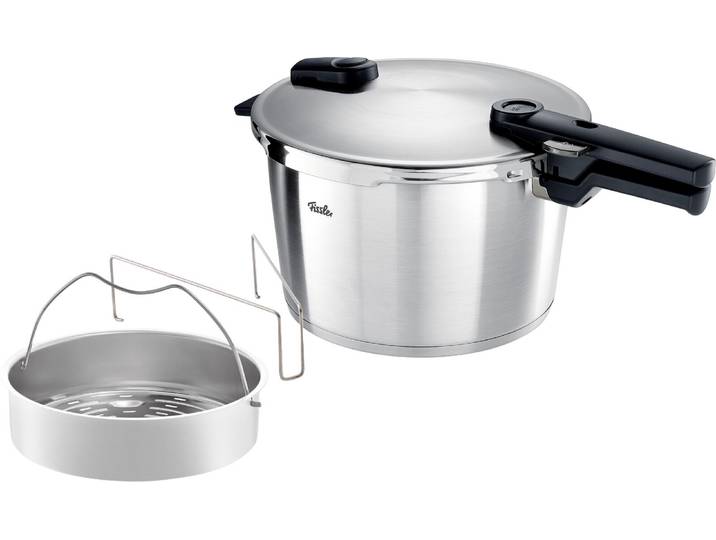 Fissler Schnellkochtopf 8 Liter mit Einsatz VITAQUICK PREMIUM, silber, Edelstahl