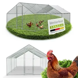Juskys Freilaufgehege 3x6x2m aus Metall - Freigehege begehbar mit 18 m2 Lauffläche, Tür & Riegel