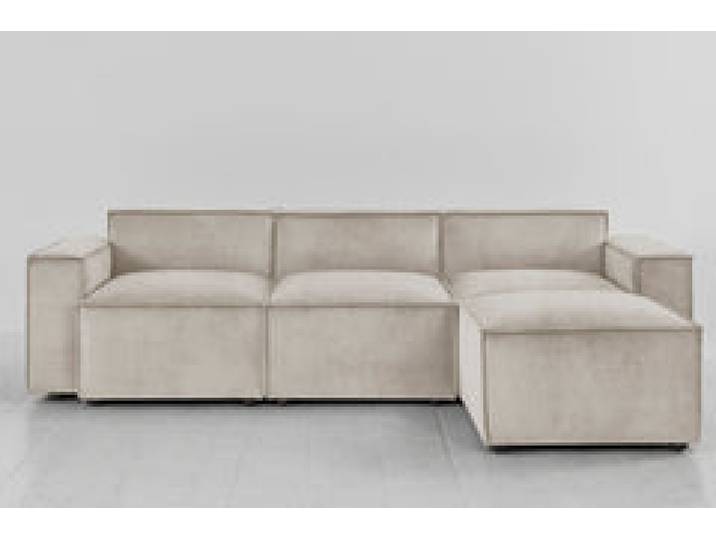 Dreisitzer-Sofa Model 03 mit Chaiselongue rechts, Kreideweiß