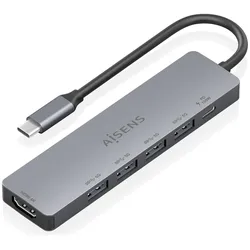 Aisens ASUC-6P047-GR (USB-C), Dockingstation + USB Hub, Grau