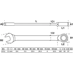 BGS Ratschenring-Maulschlüssel abwinkelbar SW 11 mm - 6711