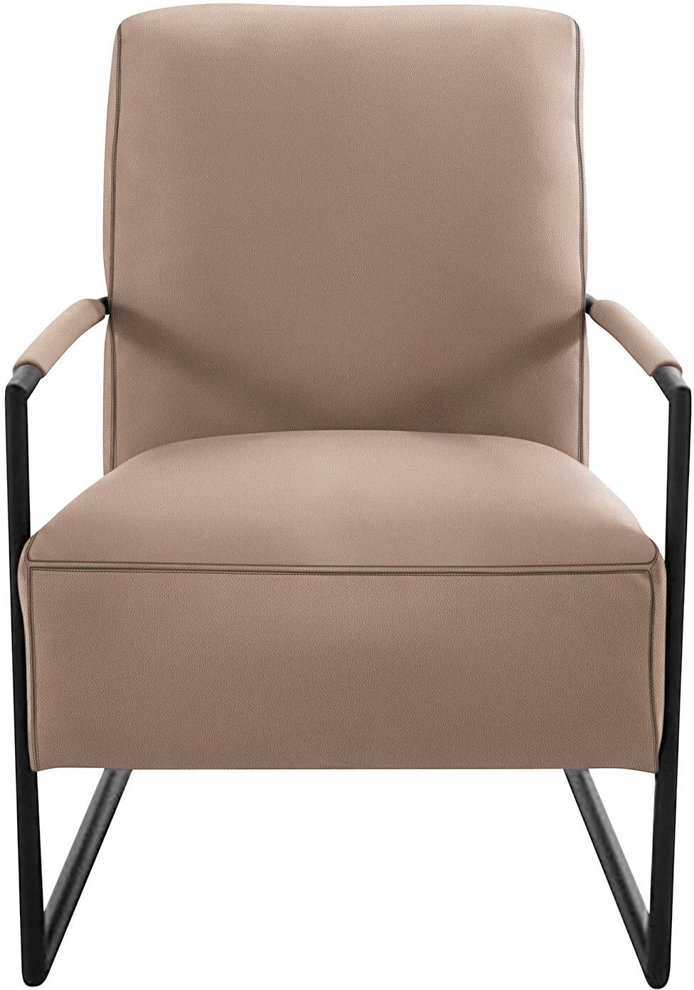 Cocktailsessel K+W KOMFORT & WOHNEN, beige (sand), B:62cm H:77cm T:83cm, Sessel, Cocktailsessel, mit bezogenen Armlehnen, Gestell in Metall schwarz Struktur