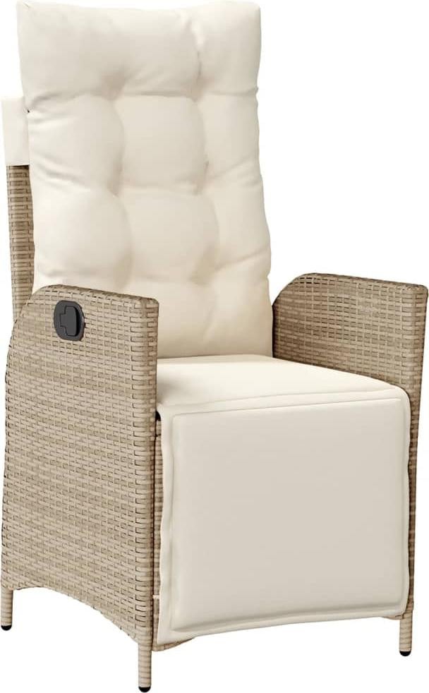 vidaXL Tuinstoel met voetsteun, verstelbaar, beige, polyrotan