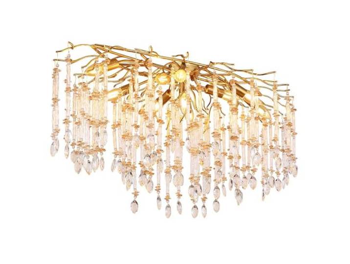 Deckenleuchte Wohnzimmerlampe Küchenleuchte goldfarben Glaskristalle H 48 cm