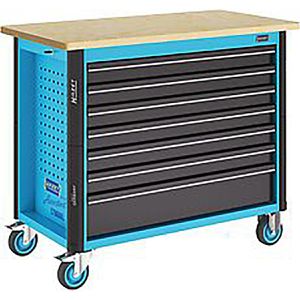 Hazet Werkzeugwagen 179NWL-7, leer, fahrbare Werkbank, blau, 7 Schubladen