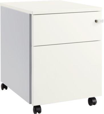 Schäfer Shop Pure Rollcontainer 36, Stahl/Holz, 1 Schub, weißaluminium/weißaluminium