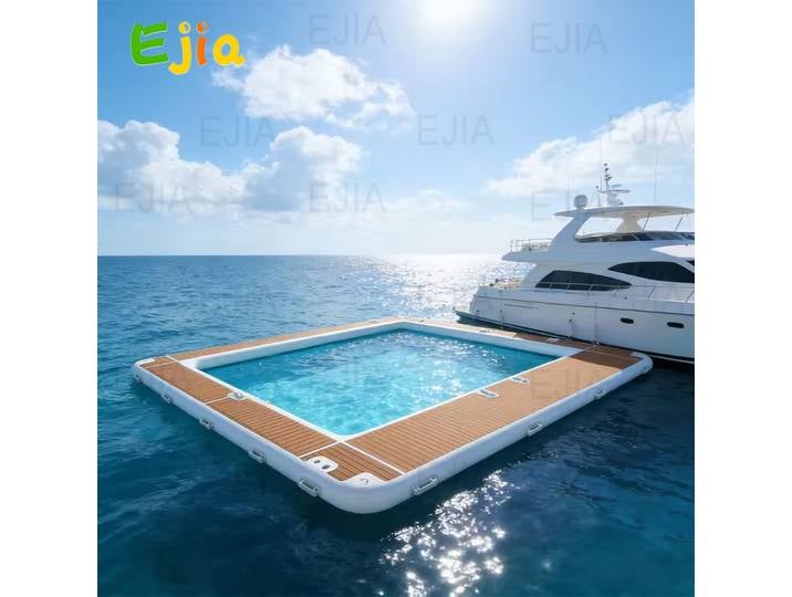 Plateforme flottante gonflable 13x10FT pour l'été, ponton de natation antidérapant en EVA pour piscine, plage et océan
