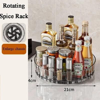 Uplift Picks Rotating Spice Organizer Tray For Kitchen Cabinets Cosmetics And Home Storage transparent (21 Cm)