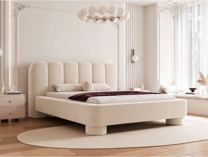 yourhouse24 Polsterbett Design-Polsterbett – Überstehendes Paneel-Kopfteil, Bettkasten, Luxus Wolkenbett mit Bettkasten & Lattenrost