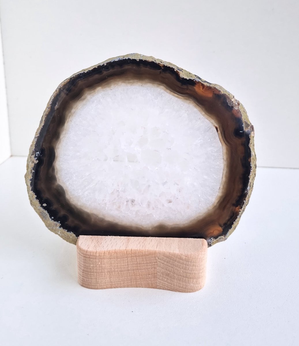ThaleiaDesign Agaat schijf met houten waxinelichthouder