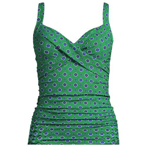 Tankinitop CHLORRESISTENT mit V-Ausschnitt für Damen, Damen, size: regular, Grün, Nylon-Mischung, by Lands' End