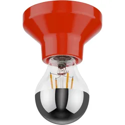ledscom.de LED Deckenleuchte Elektra Porzellan rot inkl. E27 Kopfspiegel Lampe 646lm weiß