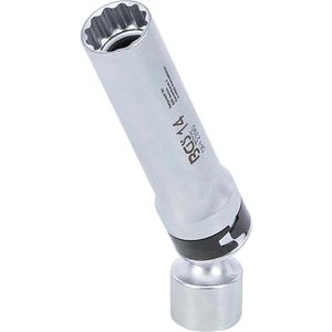 BGS-technic Zündkerzenschlüssel 2390, Steckeinsatz mit Gelenk, 14 mm Schlüsselweite, Zwölfkant, Aufnahme 3/8 Zoll