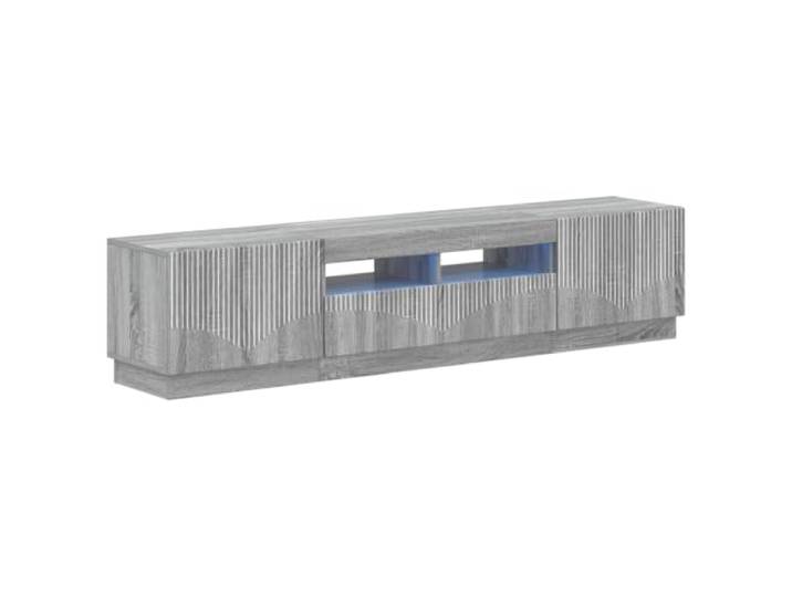 GKHPYURE TV-Möbel LED 3 Stück Sonoma Grau Holz Engineered Modernes Design, platzsparend, verstellbare Beleuchtung, umkehrbare Türen, einfache Wartung, 33 kg