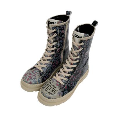 Stiefelette DOGO "Gisele Schnürstiefel Boots Promise You Damen Stiefeletten", Damen, Gr. 41, Normalschaft, schwarz, Lederimitat, Schuhe Stiefelette, Handgefertigt