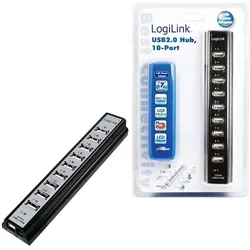 LogiLink UA0096 Schnittstellen-Hub 480 Mbit/s Schwarz