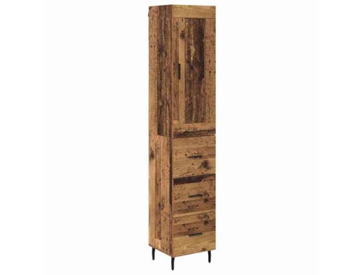 Highboard Altholz Holzwerkstoff 34,5 x 34 x 180 cm mit Metallbeinen Stabile Metallbeine, pflegeleichte Oberfläche, vielseitig einsetzbar, robuste Struktur, modernes Design, Esszimmer und Küche