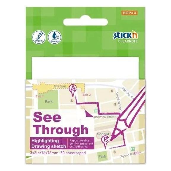 Stickman Selbstklebendes Notizbuch 76x76mm transparent, 50 Karten. (A7) (48985113)