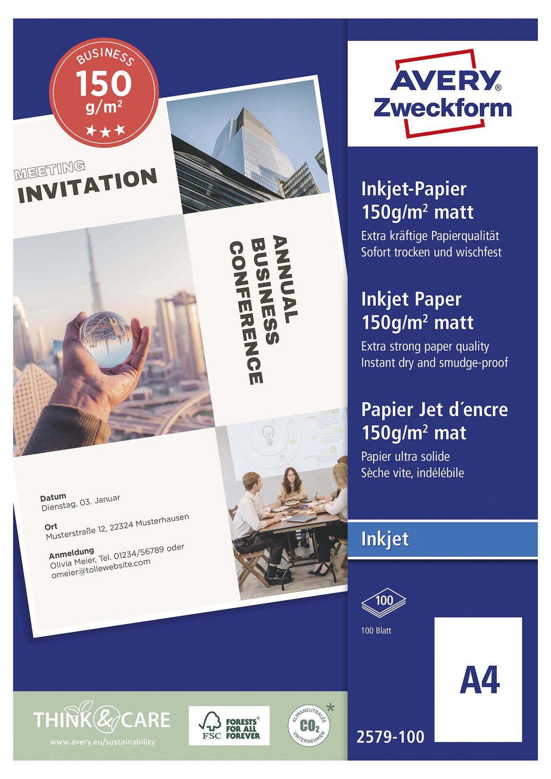 AVERY Zweckform Fotopapier Superior Inkjet DIN A4 matt 150 g/m² 2579-100