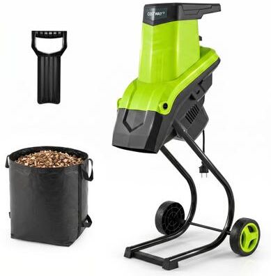 Costway 15-Amp Electric Wood Chipper Shredder Mulcher 1.8 Inch Max Cutting Diameter-Green