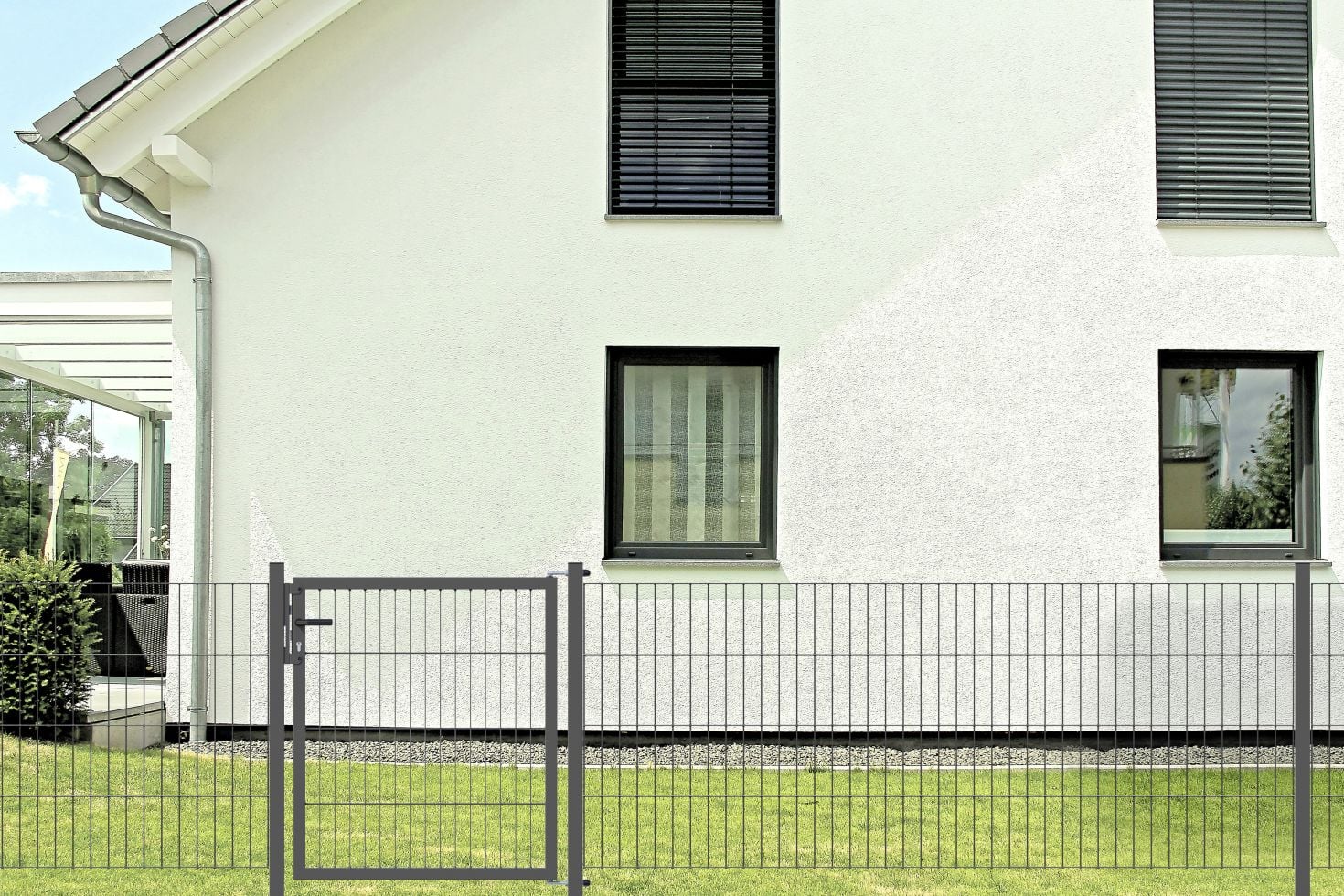 TrendLine Stabgitter-Einzeltor anthrazit, 1000 x 1000 mm, zum Einbetonieren