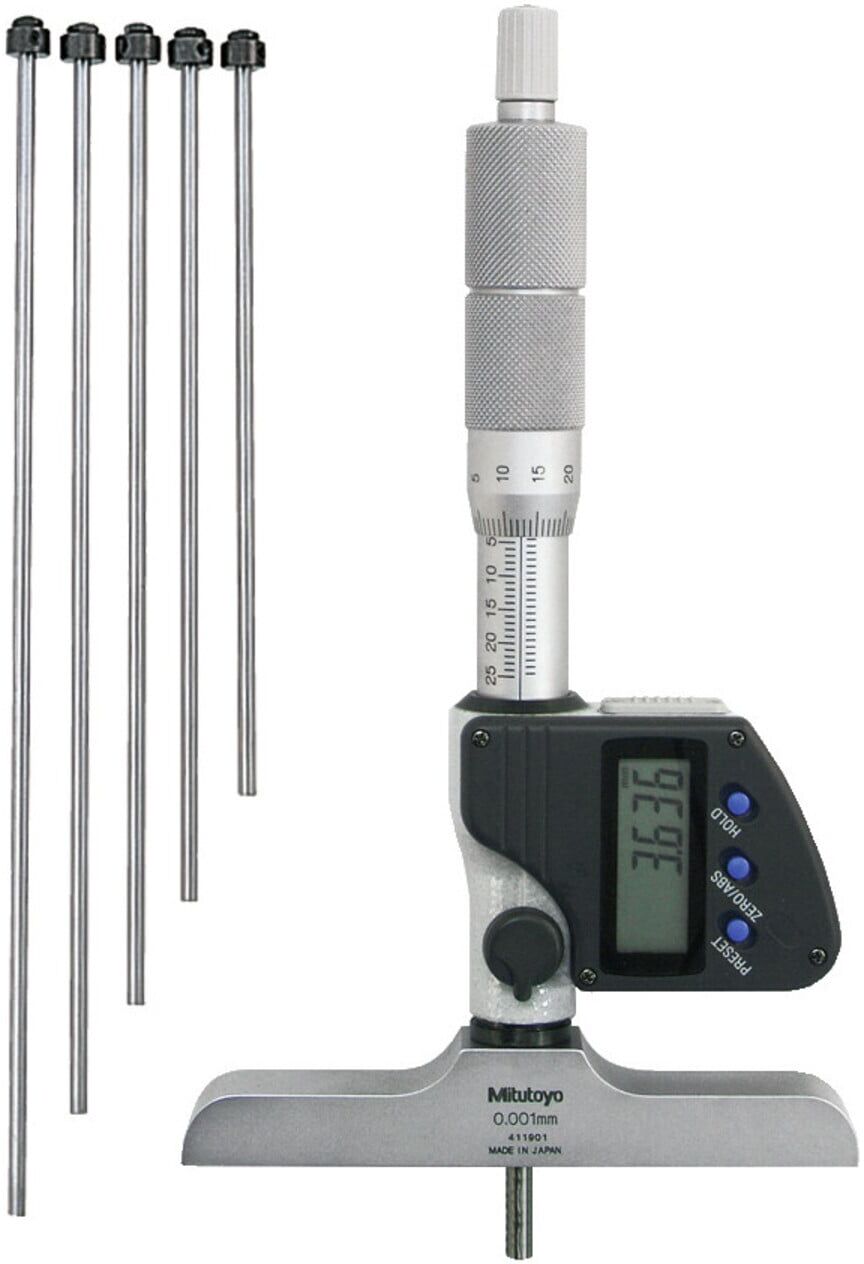 Mitutoyo Digitale Tiefenmessschraube mit Datenausgang, Messbereich: 0-150 mm (329-250-30)