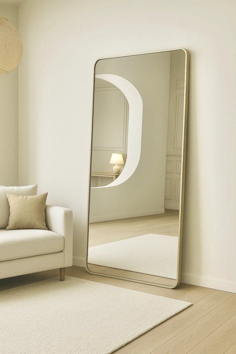 Nordic Style Rechthoekige spiegel Greige B: 180 cm, D: 80 cm