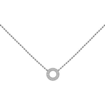 Kette mit Anhänger JACQUES LEMANS "Kreis rund", edelstahlfarben, kristallweiß, Halsketten, Damen, Edelstahl, L: 47, mit Zirkonia (synth.)