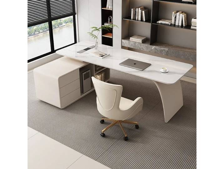 Bureaux et postes de travail, bureaux d'étude, bureau d'angle minimaliste italien, bureau d'ordinateur haut de gamme en ardoise, bureaux de luxe légers pour salles de travail