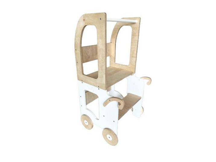 KOMBIHOCHSTUHL TROLLEY STEP STOOL WEISS/NATUR