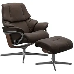 Stressless Sessel mit Hocker Reno Cross Leder Braun Batick Brown M (Medium)
